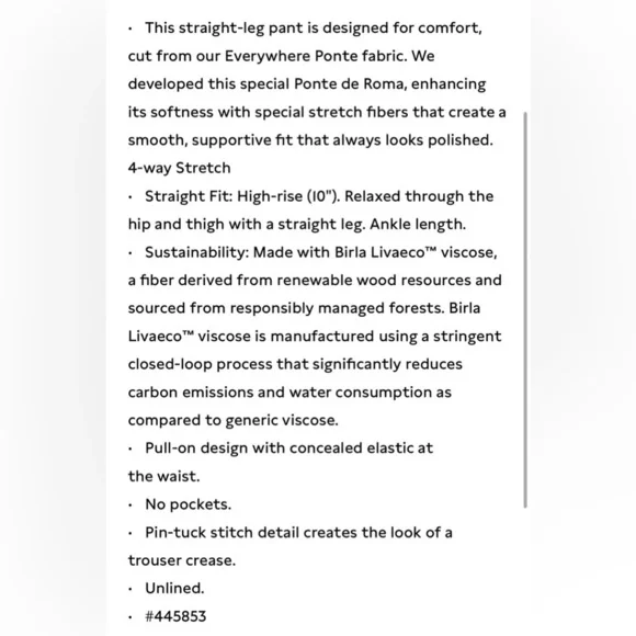 NWT Banana Republic Straightt Everywhere Black Ponte Ankle Pants Size Sm… - Picture 9 of 10